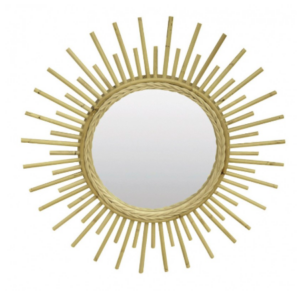 Miroir en rotin Sun