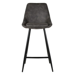 Tabouret de bar Bari - Gris foncé effet daim