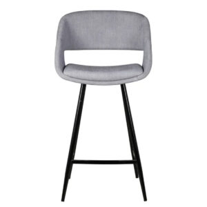 Tabouret de bar Ada - Gris clair velours côtelé